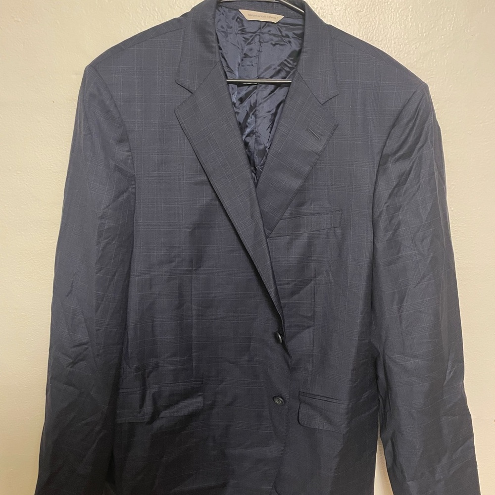 Samuelsohn 48R 2 Button Sport Coat Jacket Navy Blue Striped